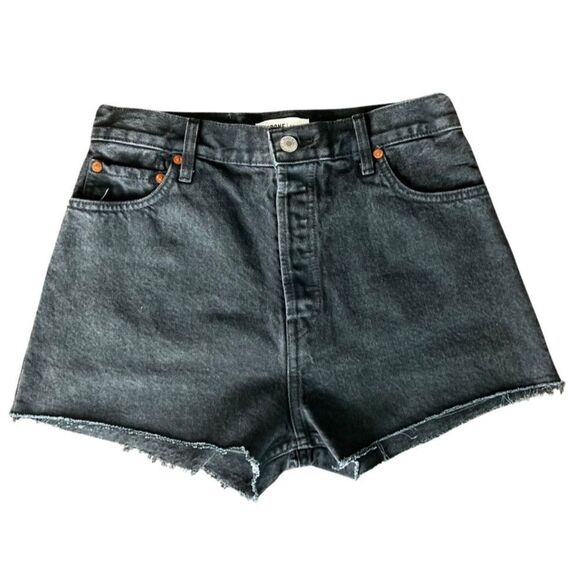 Re/Done Pants - RE/DONE Hi-Rise Denim Shorts in Washed Black. Button-Fly, Raw Hem. Size 26. NWOT